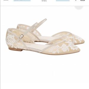 Bella Belle Celia Lace Wedding Flats Size 7.5